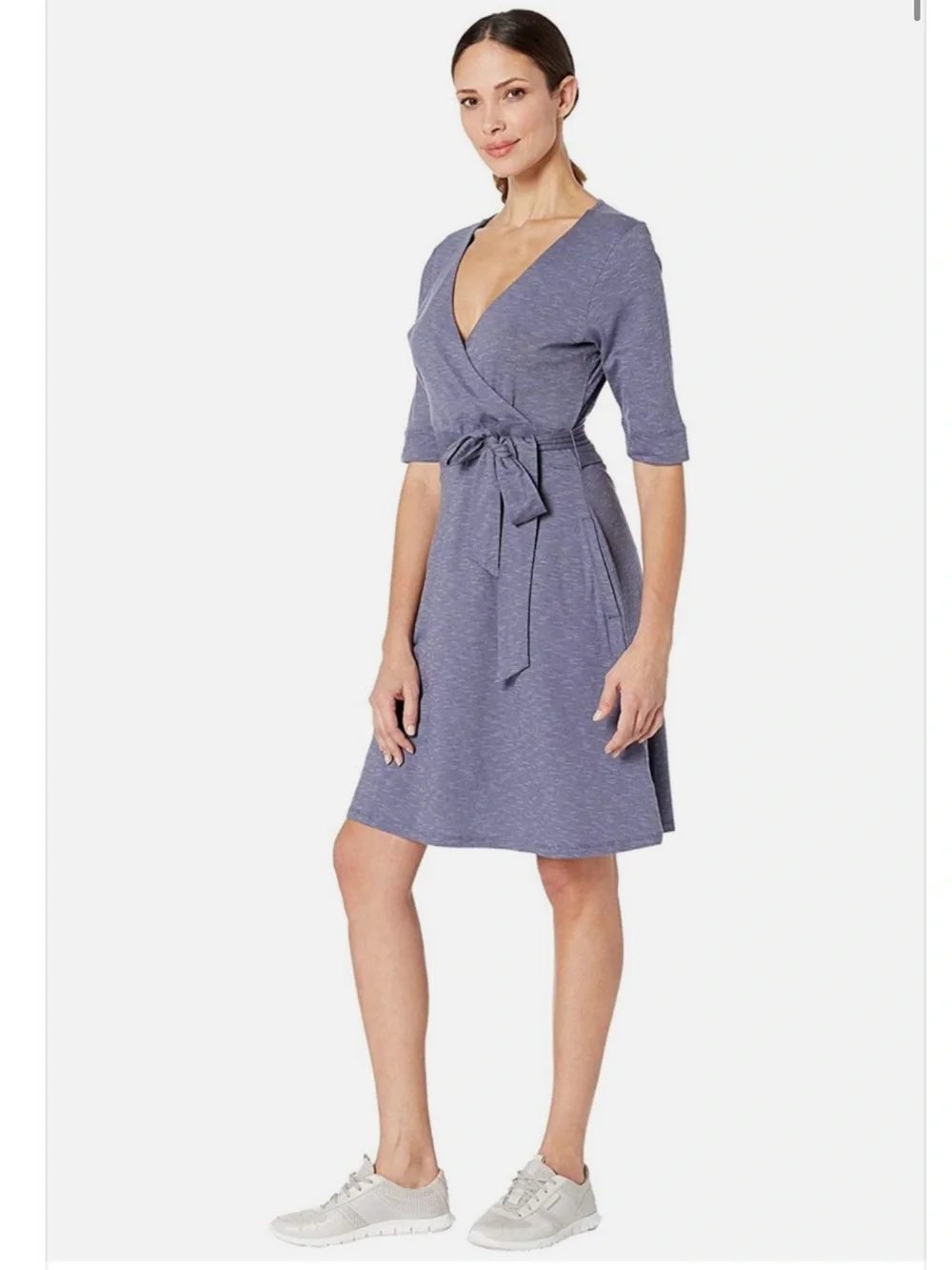 Toad & Co Women’s Cue Wrap Cafe Dress Large  Pockets Organic Tencel Cotton - Picture 10 of 14